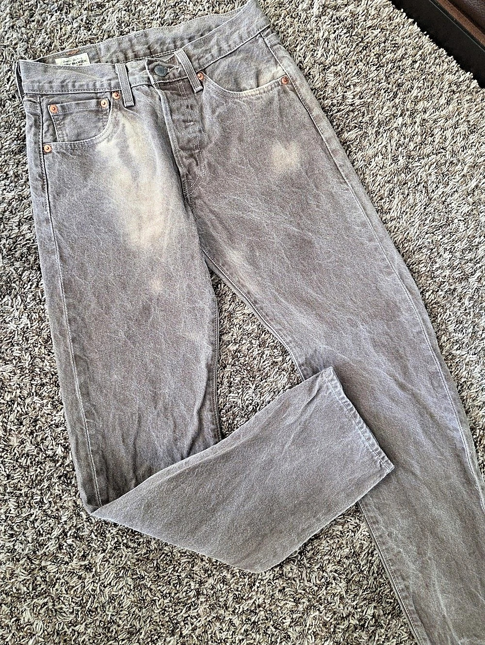 Levi's Premium 501 Original Fit Jeans Straight Leg Gray Waist 28